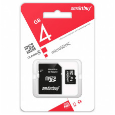 Карта памяти SmartBuy 4Gb microSDHC SB4GBCDCL10-01