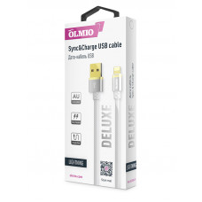 Кабель OLMIO DELUXE USB 2.0 - Lightning 1м 2.1A  белый