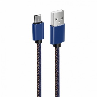 Кабель OLMIO JEANS USB 2.0 - Type-C 1.2м 2.1A джинсовая оплетка