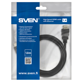 Кабель SVEN HDMI-HDMI 19M-19M V1.4 1.8м