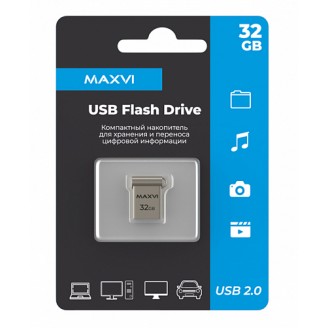 Внешний накопитель Maxvi Fiash Drive 32 Gb USB 2.0 металлик