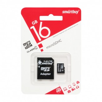 Карта памяти Smartbuy microSDHC 16Gb SB16GBSDCL10-01