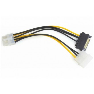 Переходник Cablexpert Molex+Sata 15-pin- PCI-E 8pin
