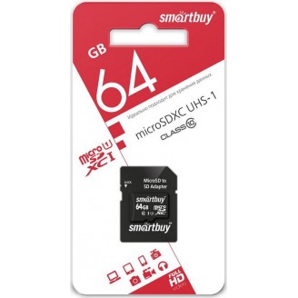 Карта памяти SmartBuy microSDXC UHS-1 64GB SB64GBSDCL10-01