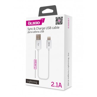 Кабель OLMIO USB 2.0 - Lightning iPhone/iPad 2m 