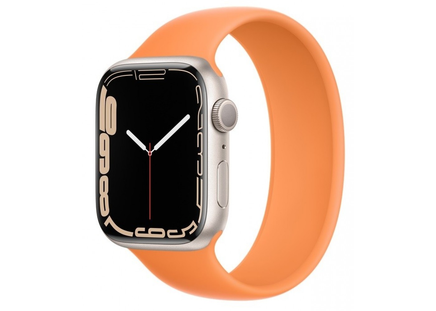 Apple Watch Series 7, 45 мм, алюминий цвета 'сияющая звезда', спортивный ремешок 'мускусная дыня' (MKNP3)
