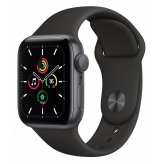 Apple Watch SE, 44 мм, алюминий 'серый космос', спортивный ремешок чёрного цвета (MYDT2)