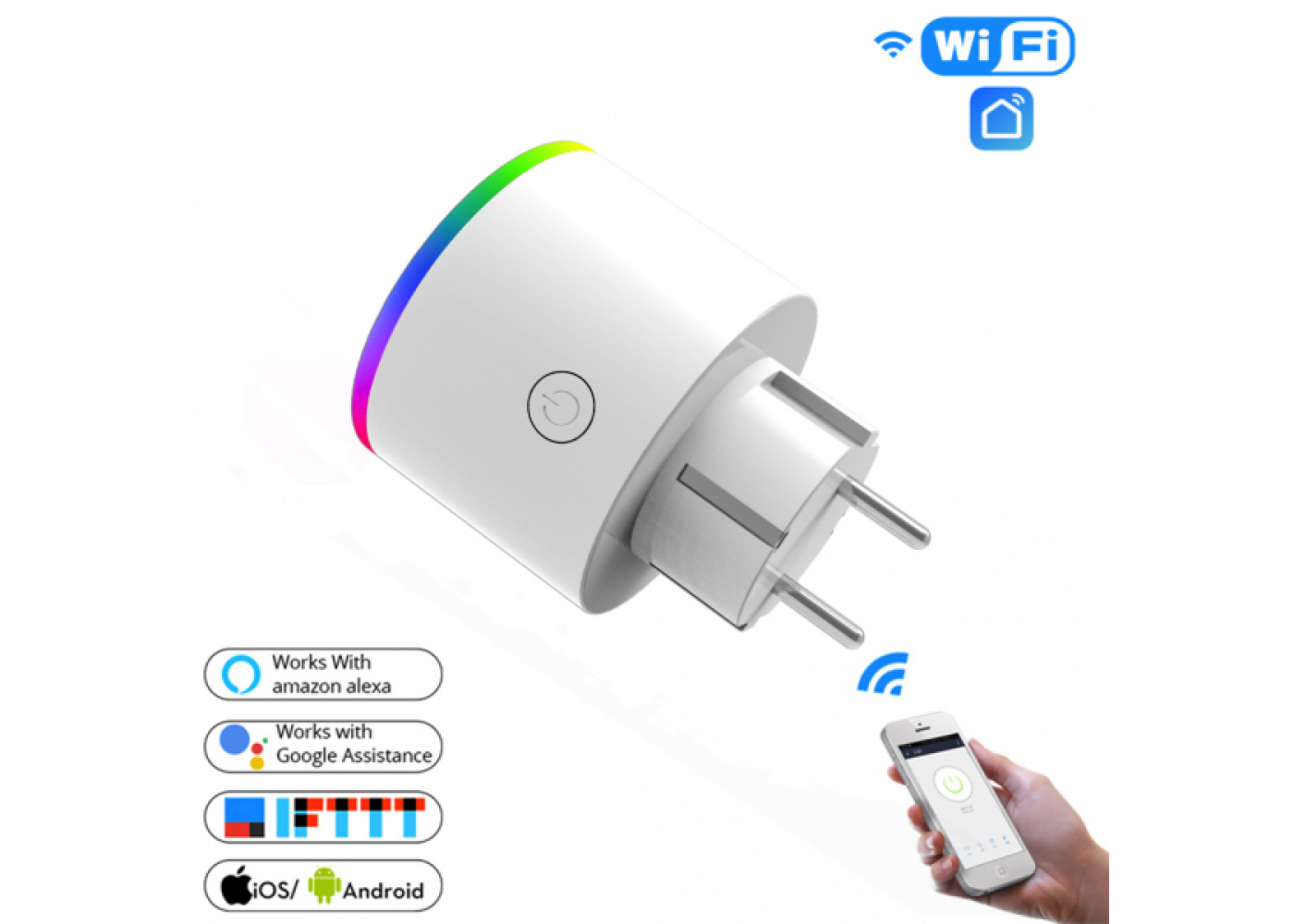 WiFi розетка LED RGB 16A