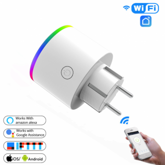 WiFi розетка ваттметр LED RGB 16A