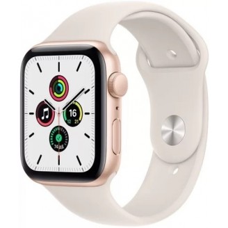 Apple Watch SE (2021), 44 мм, золотистый алюминий, спортивный ремешок цвета 'сияющая звезда' (MKQ53RU/A)