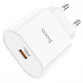 Сетевое зарядное устройство Hoco C94A Metro single port PD20W + USB-C кабель Lightning 8-pin, 1м, Белое