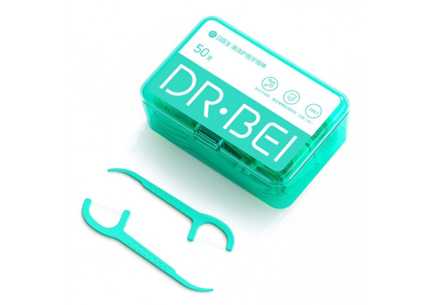 Зубная нить XiaoMi Dr.Bei Dental Floss Pick 50pcs/box FS50, Зелёная