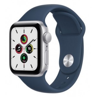 Apple Watch SE 2021, 40 мм, серебристый алюминий, спортивный ремешок цвета 'синий омут' (MKNY3)