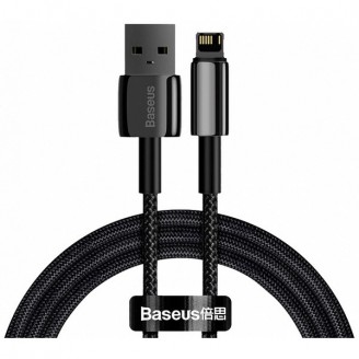 Кабель Baseus Tungsten Gold Fast Charging Data Cable USB to iP 2.4A 1m, Чёрный (CALWJ-01)