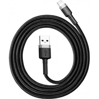 Кабель Baseus Cafule Cable USB - Lightning 1m 2.4A, Чёрно-серый (CALKLF-BG1)