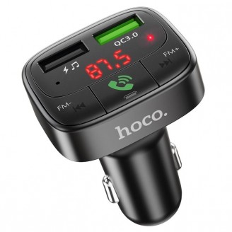 Автомобильное зарядное устройство Hoco E59 Promise QC3.0 FM трансмиттер, Чёрный