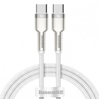 Кабель Baseus Cafule Series Metal Data Cable Type-C to Type-C 100W 1m, Белый (CATJK-C02)