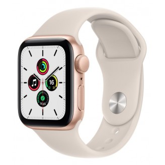 Apple Watch SE 2021, 40 мм, золотистый алюминий, спортивный ремешок цвета 'сияющая звезда' (MKQ03RU/A)