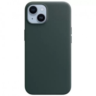 Накладка Leather Case With MagSafe для iPhone 14, Forest Green