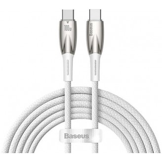 Кабель Baseus Glimmer Series Fast Charging Data Cable Type-C to Type-C 100W 1м, Белый (CADH000702)