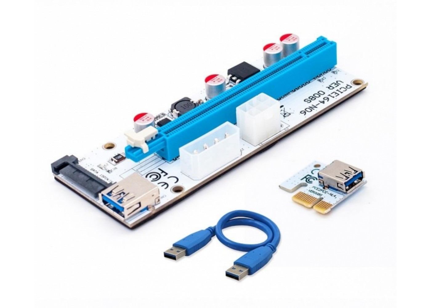 USB райзер Molex/6pin/Sata LED